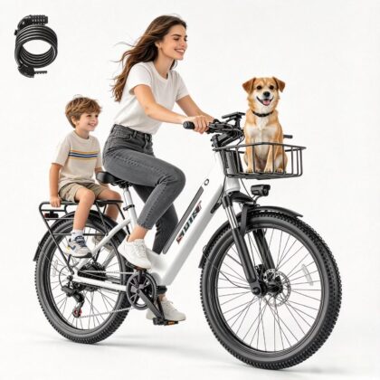 AZHAR GT30 Electric Bike for Adults 26", 750W Peak E-Mountain Bicycle, 20MPH Fat Tire Ebike, 48V 10.4Ah Removable Battery, 7 Speed and Front Suspension with Rear Rack Class 2 UL2849
