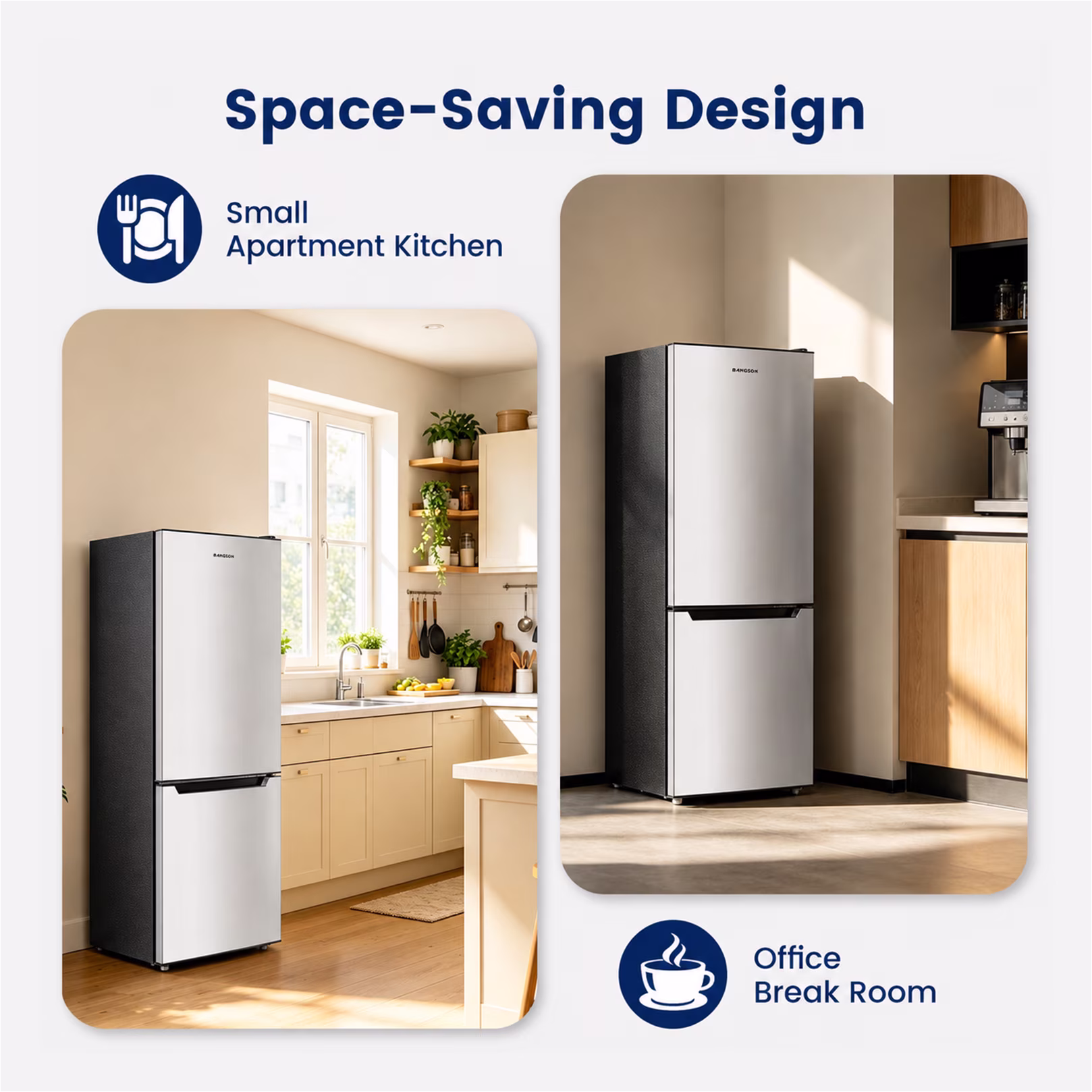 Bangson 7.1 Cu.ft Bottom Freezer Refrigerator for Apartments, Energy Efficient, Adjustable Thermostat, Large Capacity, Low Noise,Silver - Image 4