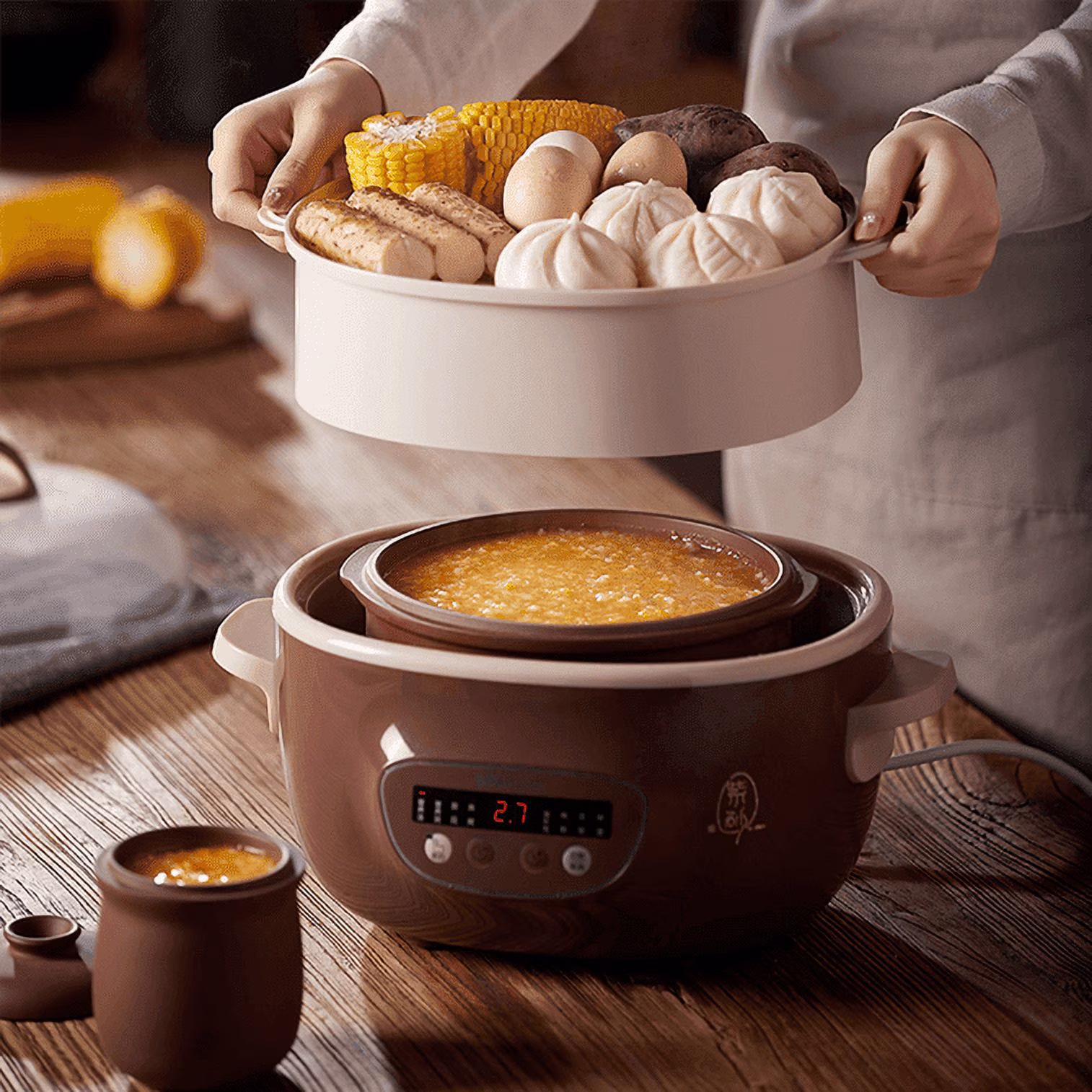 BEAR purple electric stew pot, water-proof stew pot, Full-automatic Slow Cooker, Ceramic Inner Pot, 2.5L DDZ-C25R7 - Image 5