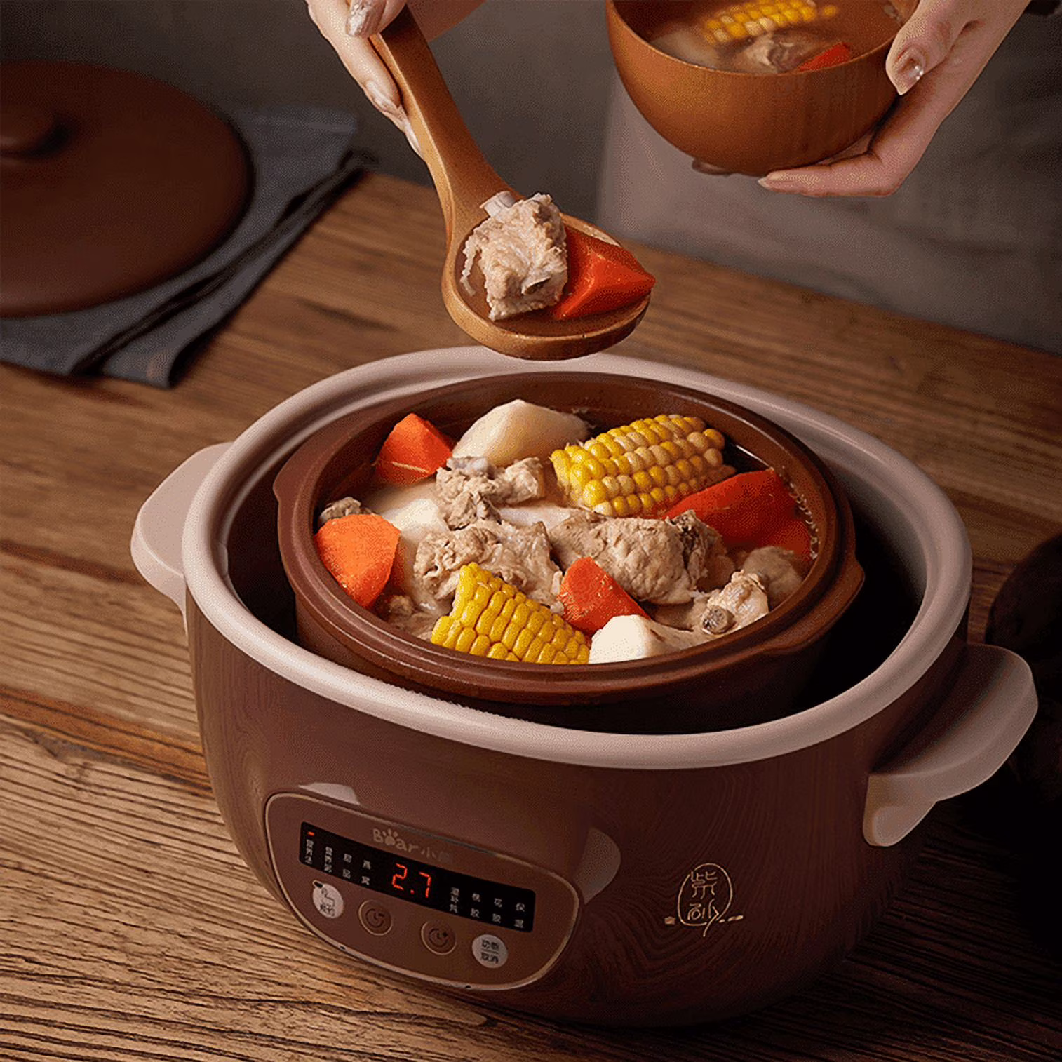 BEAR purple electric stew pot, water-proof stew pot, Full-automatic Slow Cooker, Ceramic Inner Pot, 2.5L DDZ-C25R7 - Image 3