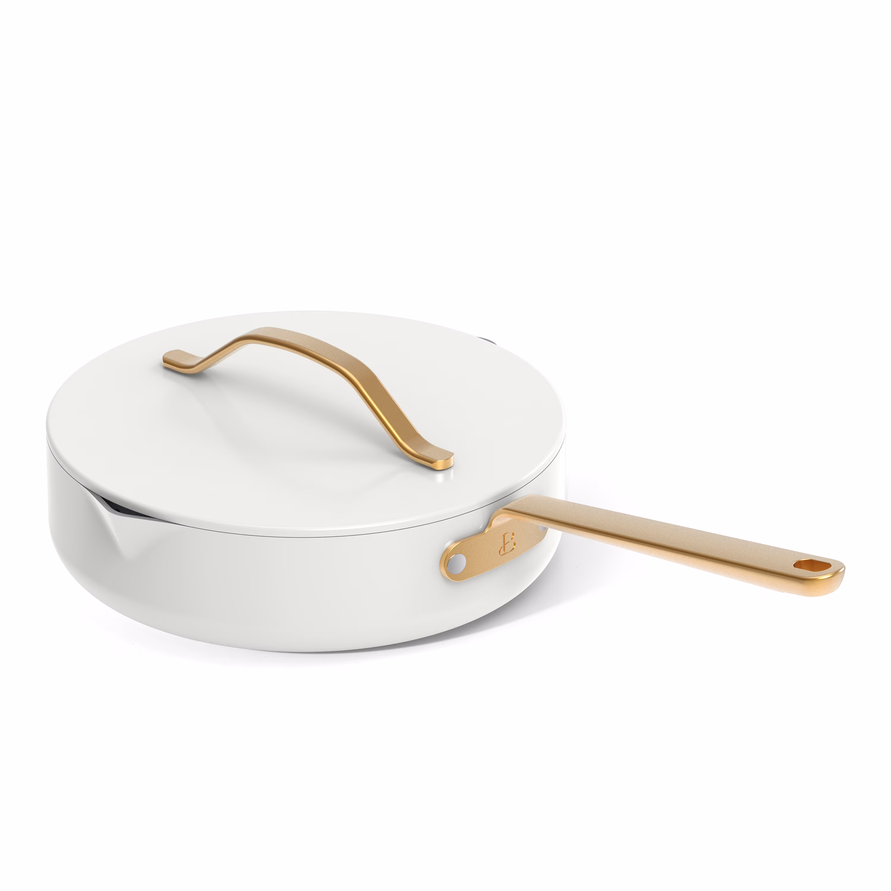 Beautiful 12-Piece Cookware Set, Pots and Pans with Strainer Lids and EverGood Ceramic Nonstick Coating, White Icing by Drew Barrymore - Image 4