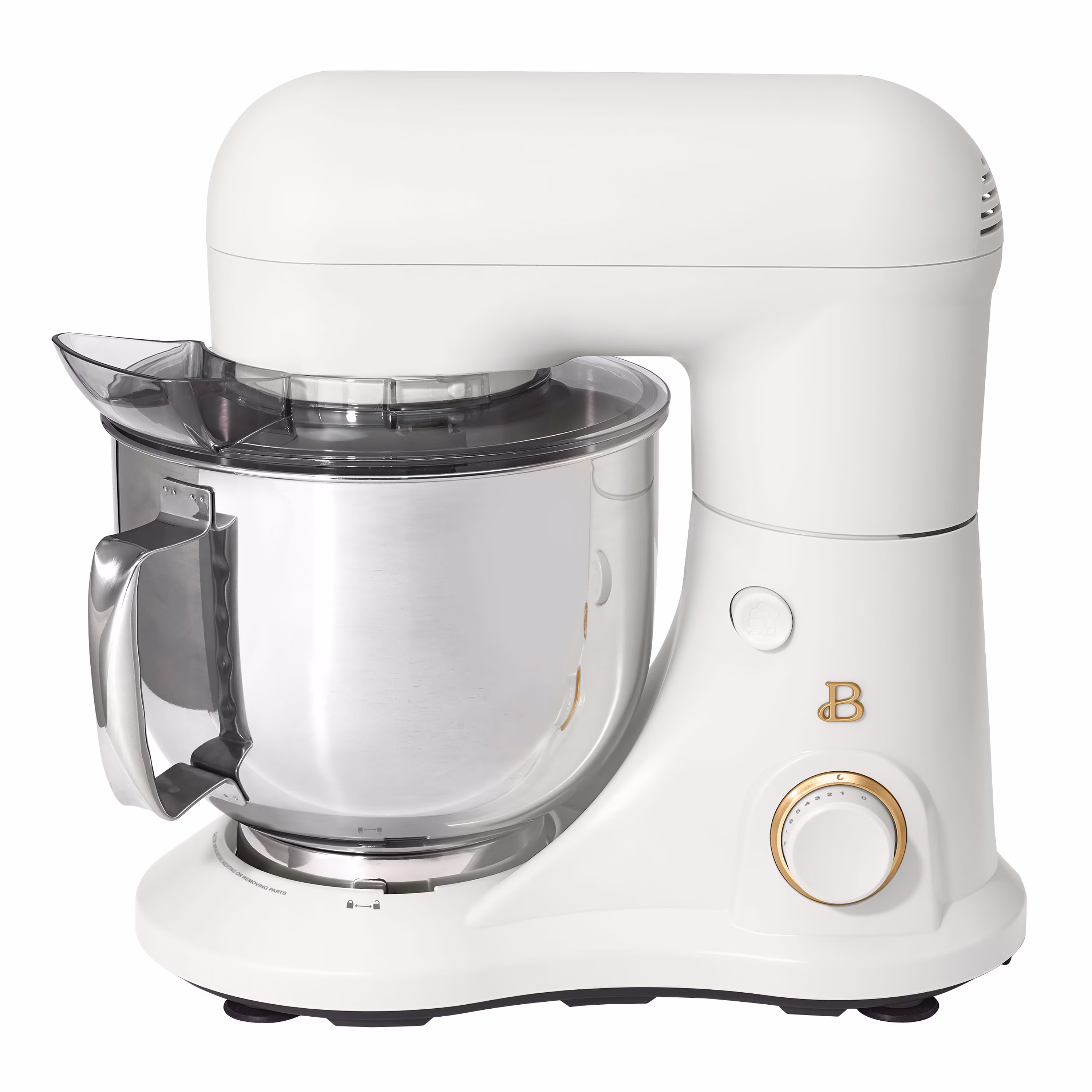 Beautiful 5.3 Qt Stand Mixer, White Icing with Flat Beater, Dough Hook, Balloon Whisk
