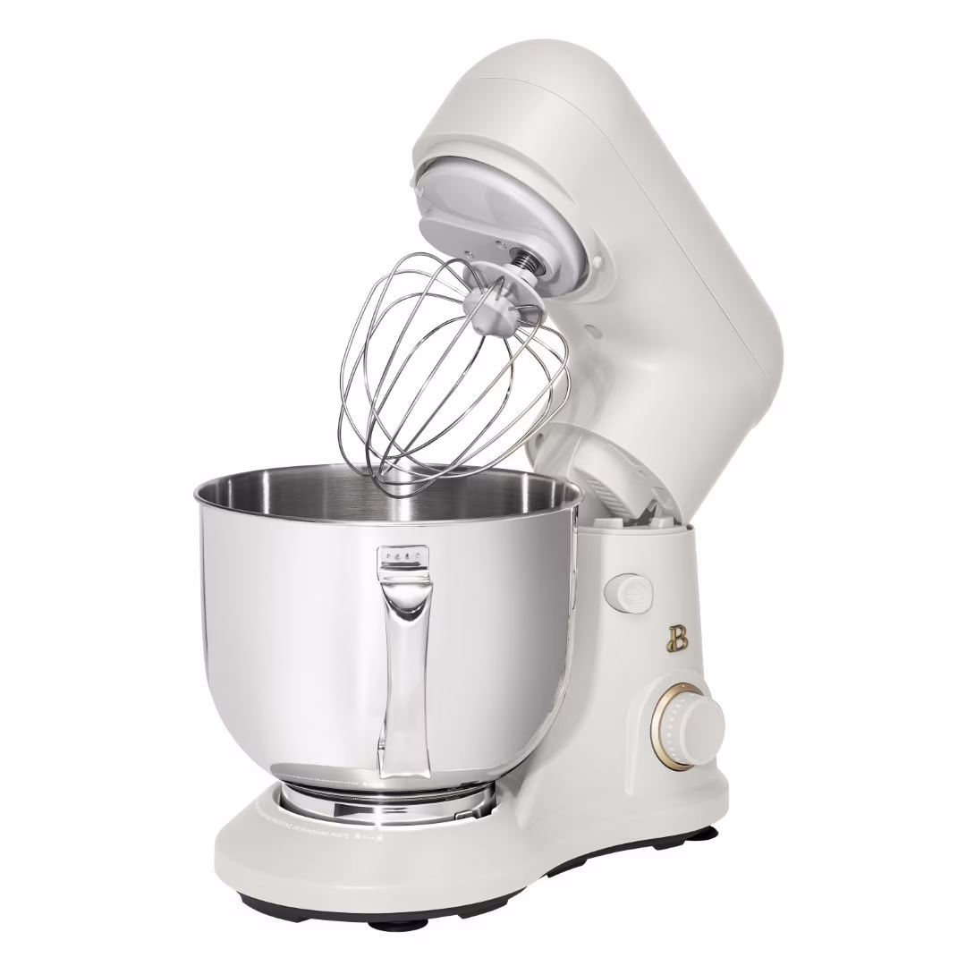 Beautiful 5.3 Qt Stand Mixer, White Icing with Flat Beater, Dough Hook, Balloon Whisk - Image 2