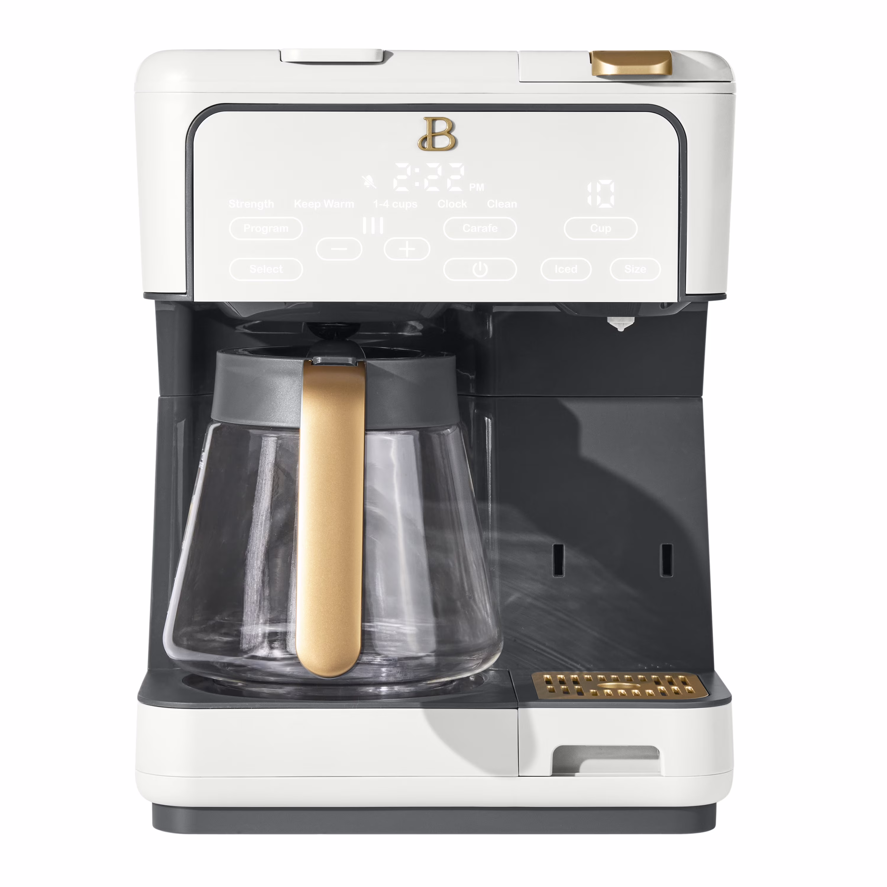 Beautiful by Drew Barrymore Multi-Brew 12-Cup Programmable Drip & Single-Serve Coffee Maker, White Icing