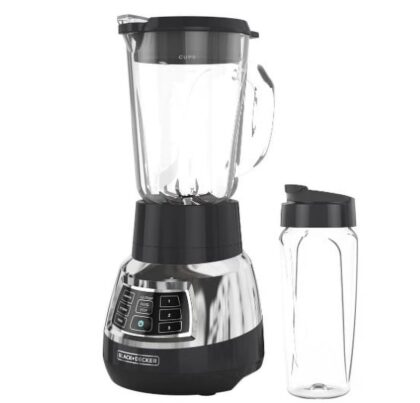 Black & Decker Quiet Blender, 48 oz Glass Jar, Personal Blending Jar, 900 W Peak Power, 3 Speeds, 3 Auto Functions, BL1400DG-P