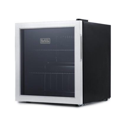 BLACK+DECKER 1.7 Cu. Ft. Beverage Cooler, Beverage Fridge With Double Pane Glass Door
