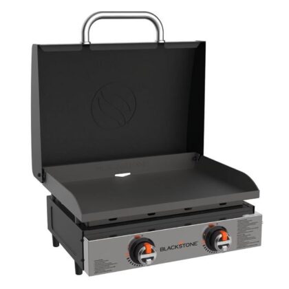 Blackstone 2-Burner 22" Tabletop Griddle with Hood Omnivore Plate and Stainless Front Panel