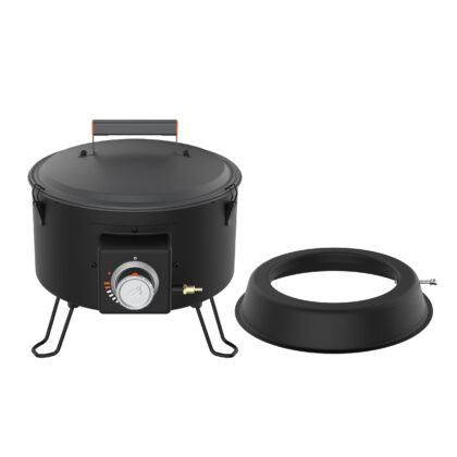 Blackstone Adventure Ready 15” Propane Fire Pit with Propane Tank Stand, Lava Rock, and Bulk Tank Adapter Hose