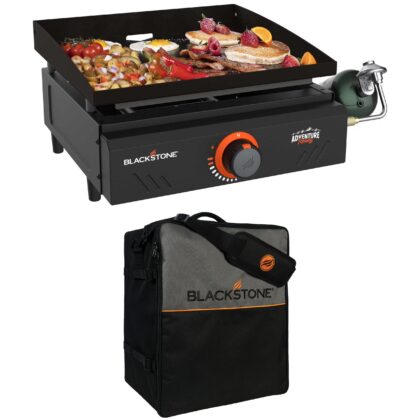 Blackstone Adventure Ready Single Burner 17” Tabletop Griddle with Non Slip Feet with Protective Soft Cover