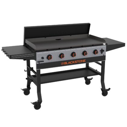 Blackstone Bronco Outdoor Griddle, 44 Inch 5-Burner Flat Top Grill with Hard Cover, Gray