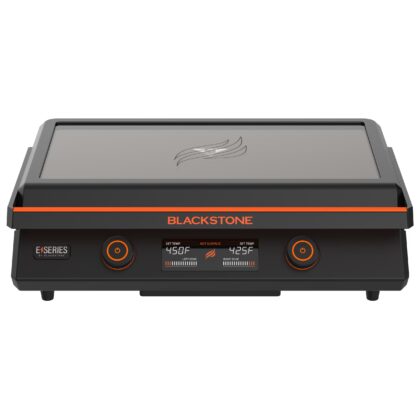 Blackstone E-Series Griddle, 22 Inch 2-Burner Electric Flat Top Grill with Hood and Prep Cart, Black
