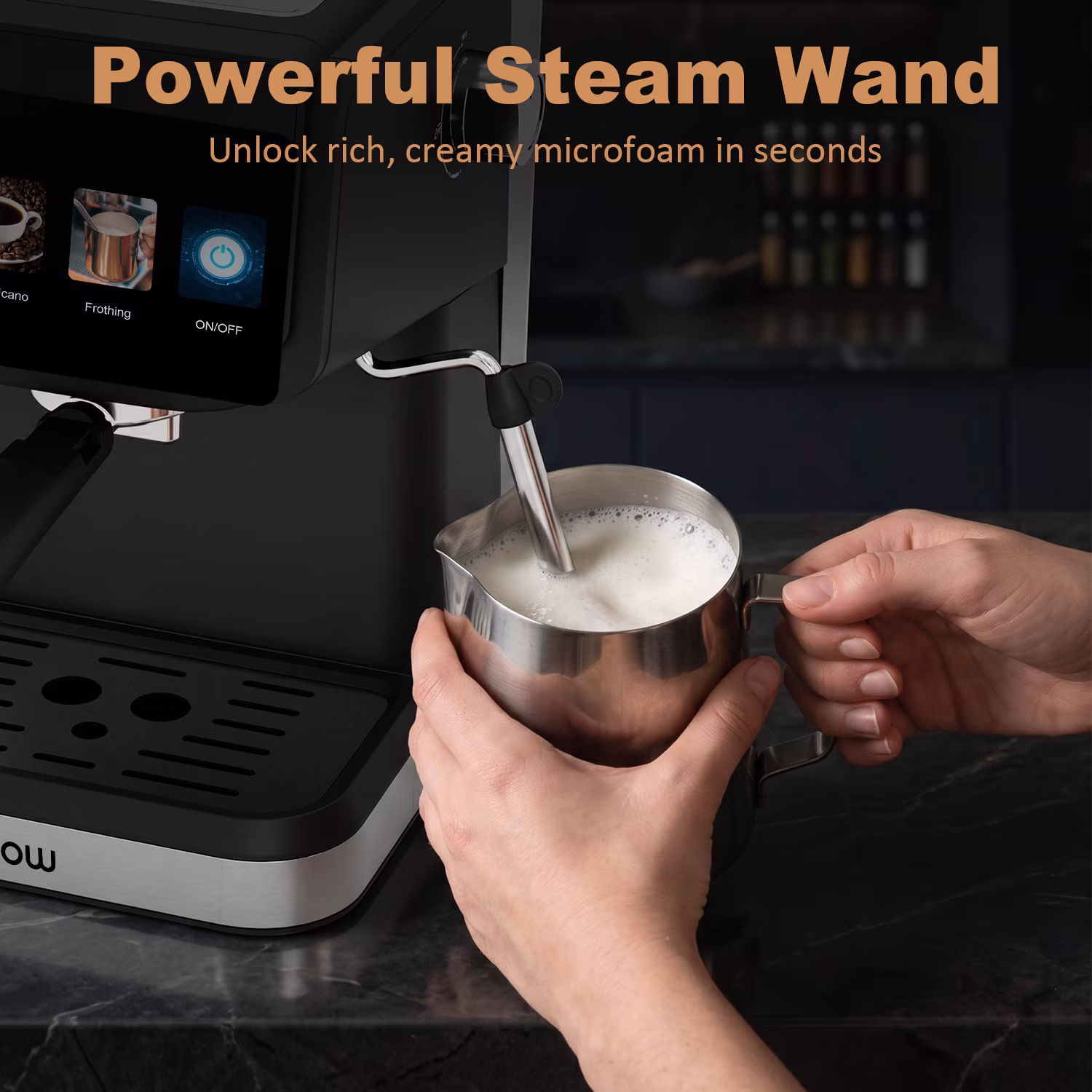 Bluebow Espresso Machine, 20 Bar Coffee Machine with Milk Frother Steam Wand, Coffee Maker for Home- Americano Cappuccino Latte - Image 4