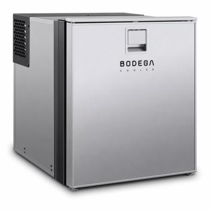 BODEGA 63.4 Quart 12 Volt RV Refrigerator, 2.12 Cu. Ft. Portable Car Fridge with Freezer, 12/24V DC, 32°F–50°F, Reversible Door, Silver