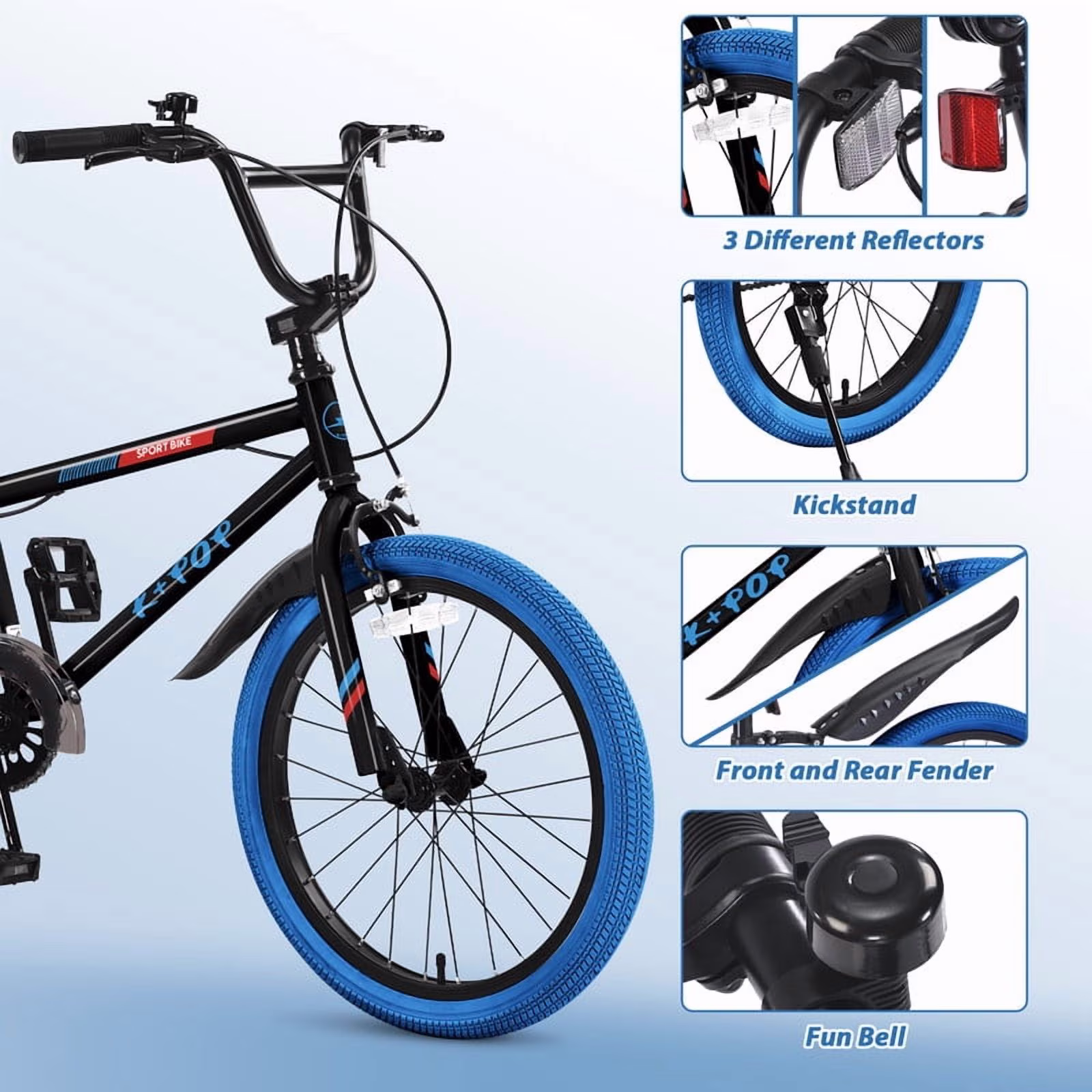 Bstjewey 20 inch Kids BMX Style Bike,Child for 7-12 Years,gifts,Blue - Image 4
