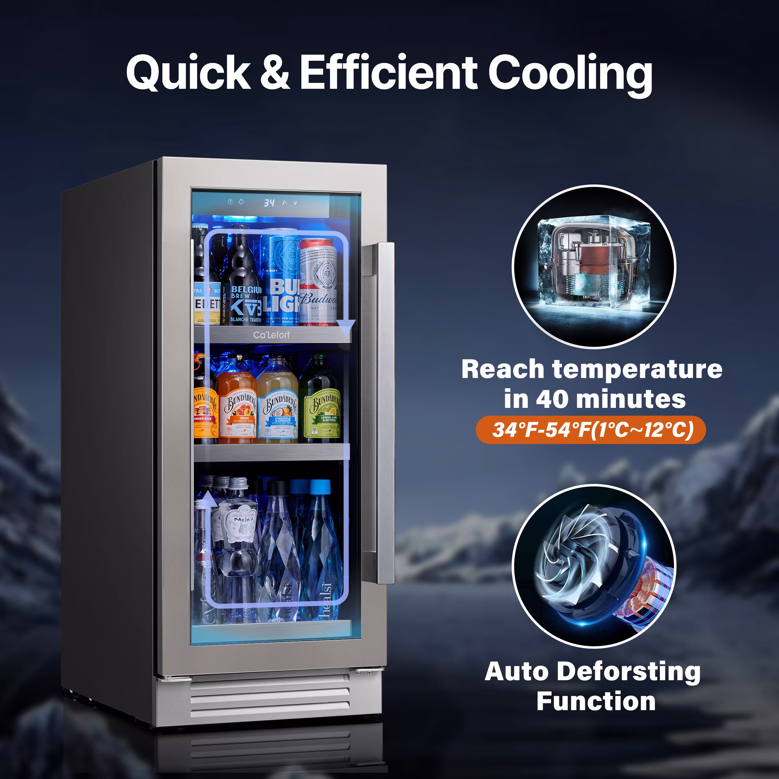 Ca'Lefort 15'' Beverage Refrigerator,Single Zone Beverage Fridge with Stainless Steel Door Frame - Image 4