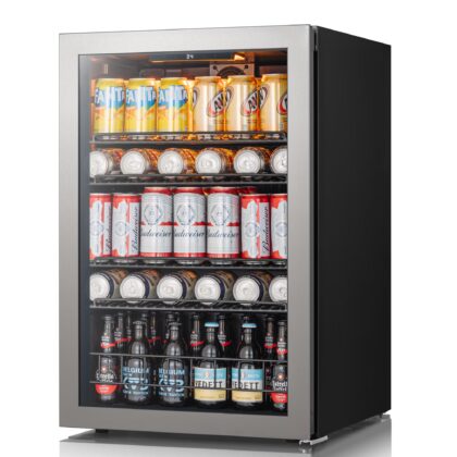 Ca'Lefort Beverage Refrigerator Cooler, 155-165 Can Freestanding Beverage Fridge,Mini fridge with Glass Door for Home/Bar/Office