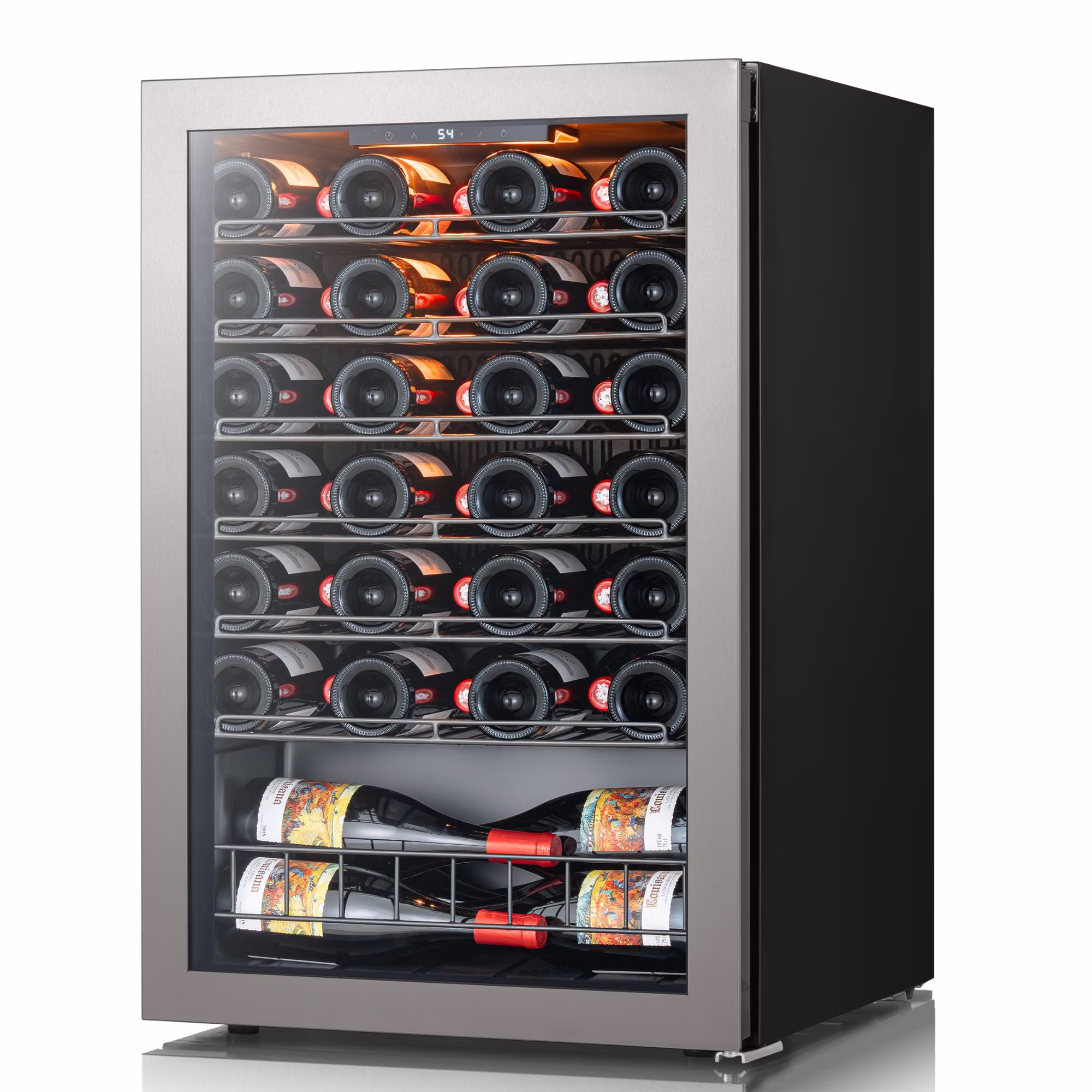 Ca'Lefort Wine Cooler Refrigerator, 4.6 cu.ft. Mini Wine Fridge Freestanding Wine Chiller with Double-Layer Glass Door for Home/Office