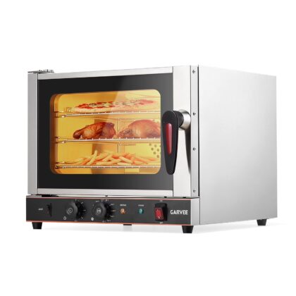 Compact 22L Commercial Countertop Convection Toaster Oven – 3-Tier Air Fryer, 1440W, Adjustable Temp 30°C-300°C, Half-Size, Stainless Steel, With Trays & Wire Racks, Kitchen Appliance