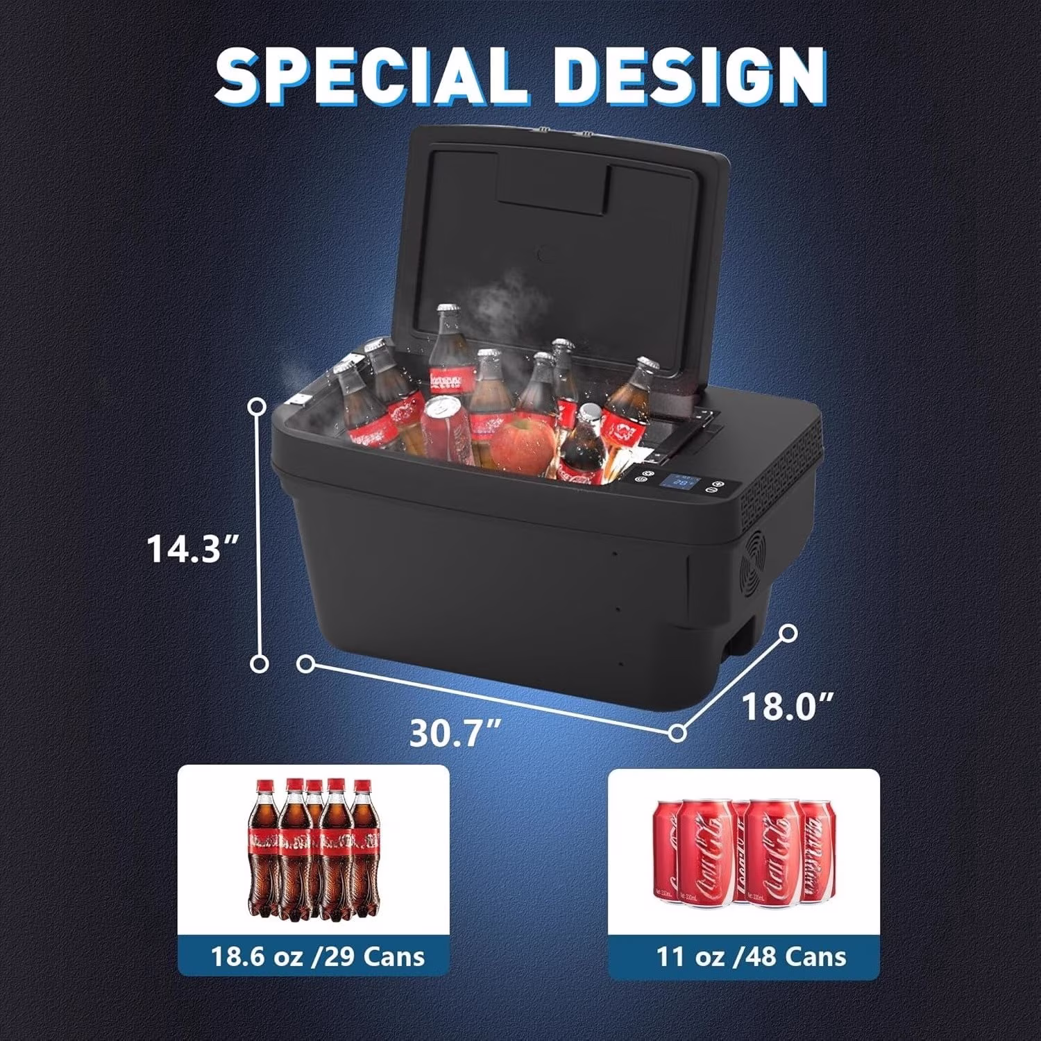 cooboom Car Refrigerator for Tesla Model Y 2019-2024, 12/24V DC Portable Freezer Cooler for 2025-2026 Juniper/YL, -8℉~50℉, 35QT, APP Control - Image 3