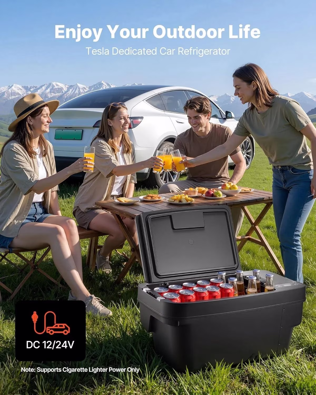 cooboom Car Refrigerator for Tesla Model Y 2019-2024, 12/24V DC Portable Freezer Cooler for 2025-2026 Juniper/YL, -8℉~50℉, 35QT, APP Control - Image 5