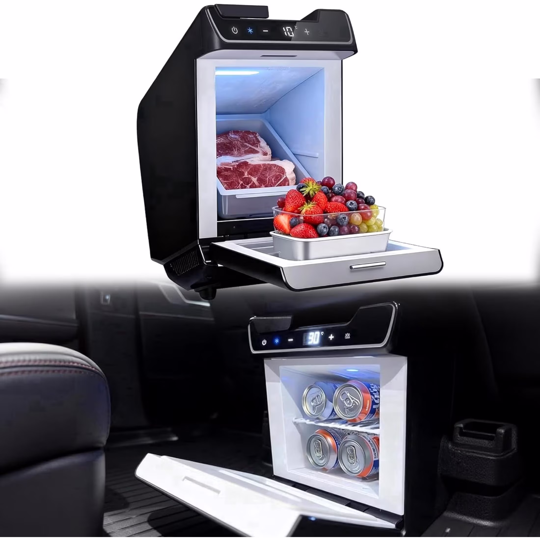 cooboom Car Refrigerator for Tesla Model Y 2026~2025, Rear Center Console Fridge for Model Y Juniper, Cooler & Warmer, 3.6L, Camping Commuting & Traveling