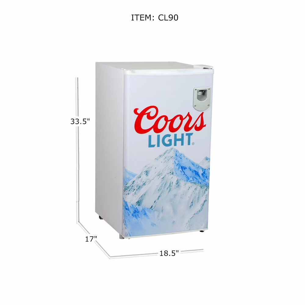 Coors Light 3.2 cu ft (90L) Compact Fridge with Bottle Opener, 95 Quart Capacity, Portable for Snacks, Beverages, Beer, Dorm, Office, or RV - Image 5
