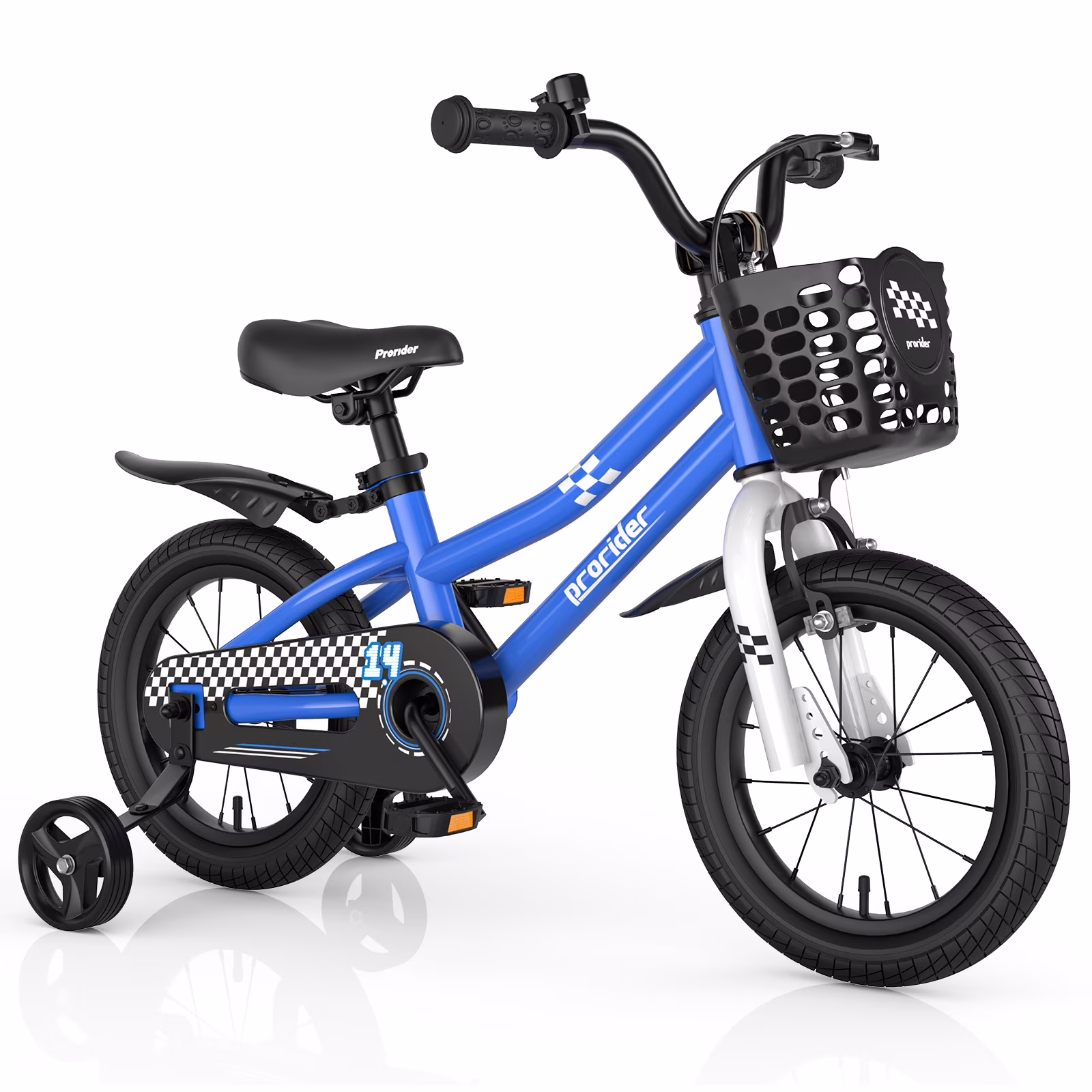 Costway 14'' Kid's Bike with Removable Training Wheels & Basket for 3-5 Years Old Blue