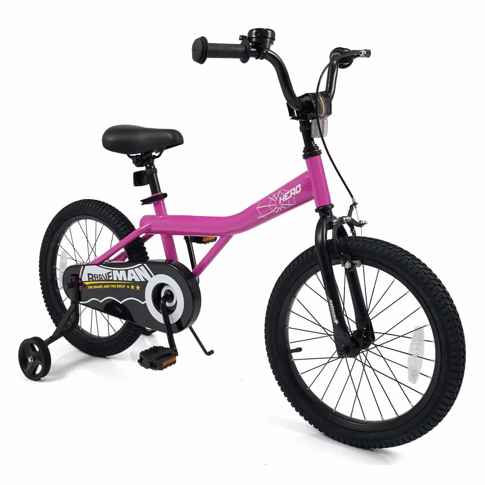 Costway Kids Bike, 18 Inch Bicycle for Children with Removable Training Wheels, Dual Brakes Pink