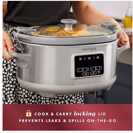 Crock-Pot Programmable 7-Quart Cook & Carry Slow Cooker with Sous Vide, Stainless Steel, 1 CT - Image 5