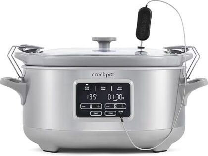 Crock-Pot Programmable 7-Quart Cook & Carry Slow Cooker with Sous Vide, Stainless Steel, 1 CT