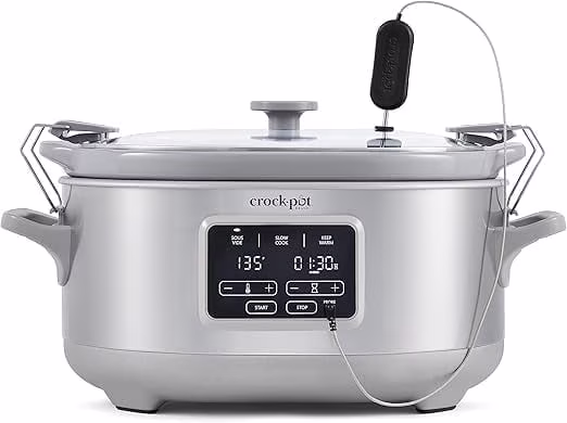 Crock-Pot Programmable 7-Quart Cook & Carry Slow Cooker with Sous Vide, Stainless Steel, 1 CT