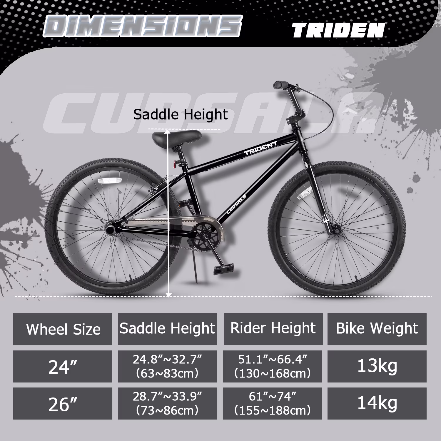 cubsala 24 Inch BMX Race Bike Trident Bicycles Beginner-Level to Advanced Riders with 2 Pegs Trick Cycling and Professional Riding, Black - Image 3