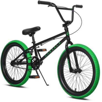 Cubsala Crossea 20 in Freestyle BMX Kids Bike for Age 6-14 Years Old Boys Girls, Black & Green