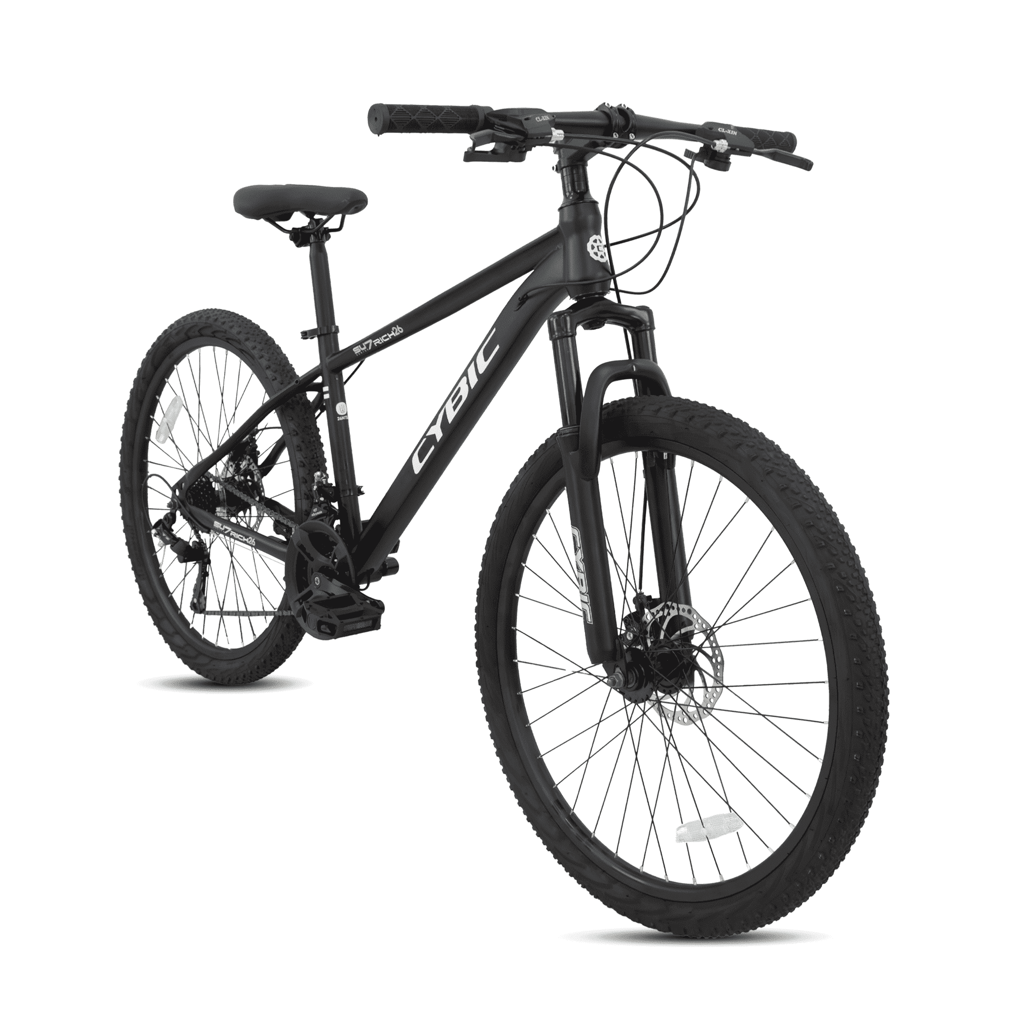 CYBIC 26 inch Mountain Bike for Adults, Men & Women, 21-Speed Bicycle with High-Carbon Steel Frame, Front Suspension Fork and Dual Disc Brakes, Black