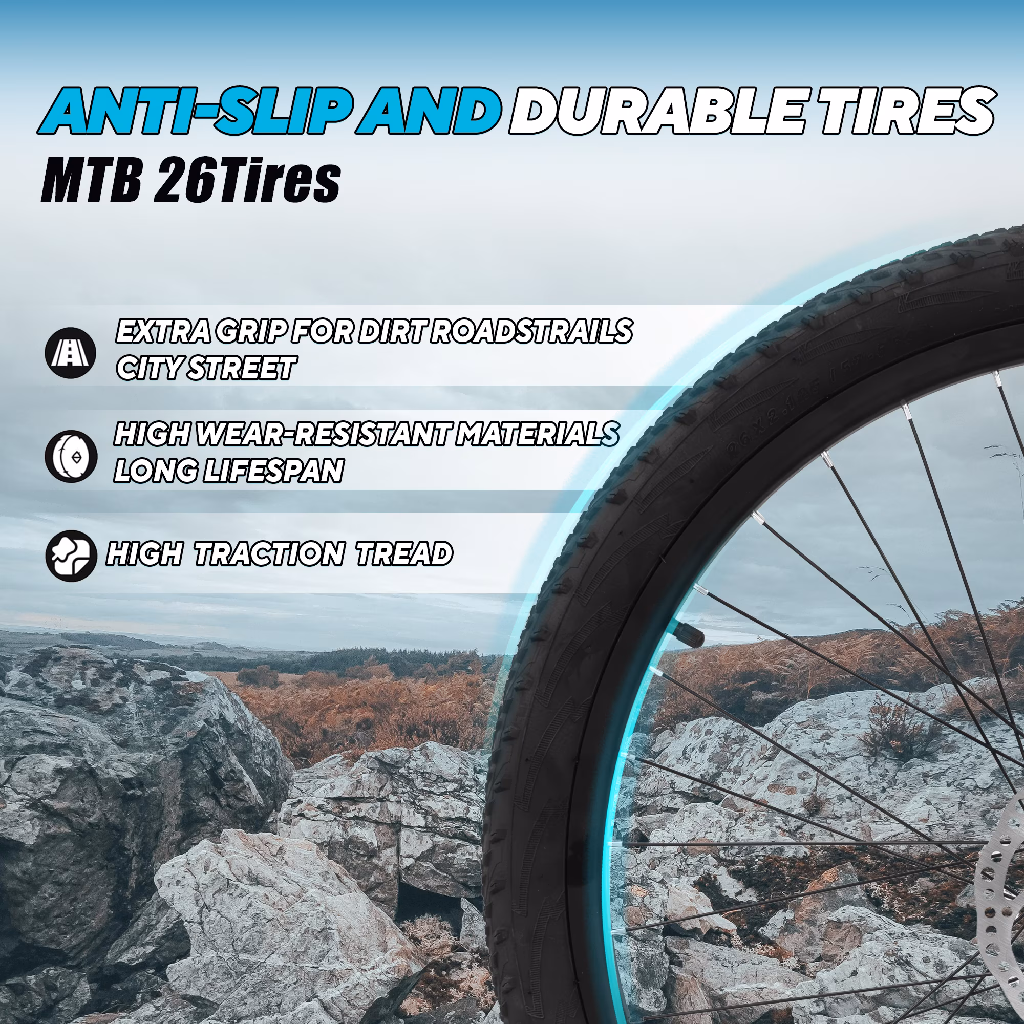 CYBIC 26 inch Mountain Bike for Adults, Men & Women, 21-Speed Bicycle with High-Carbon Steel Frame, Front Suspension Fork and Dual Disc Brakes, Black - Image 2