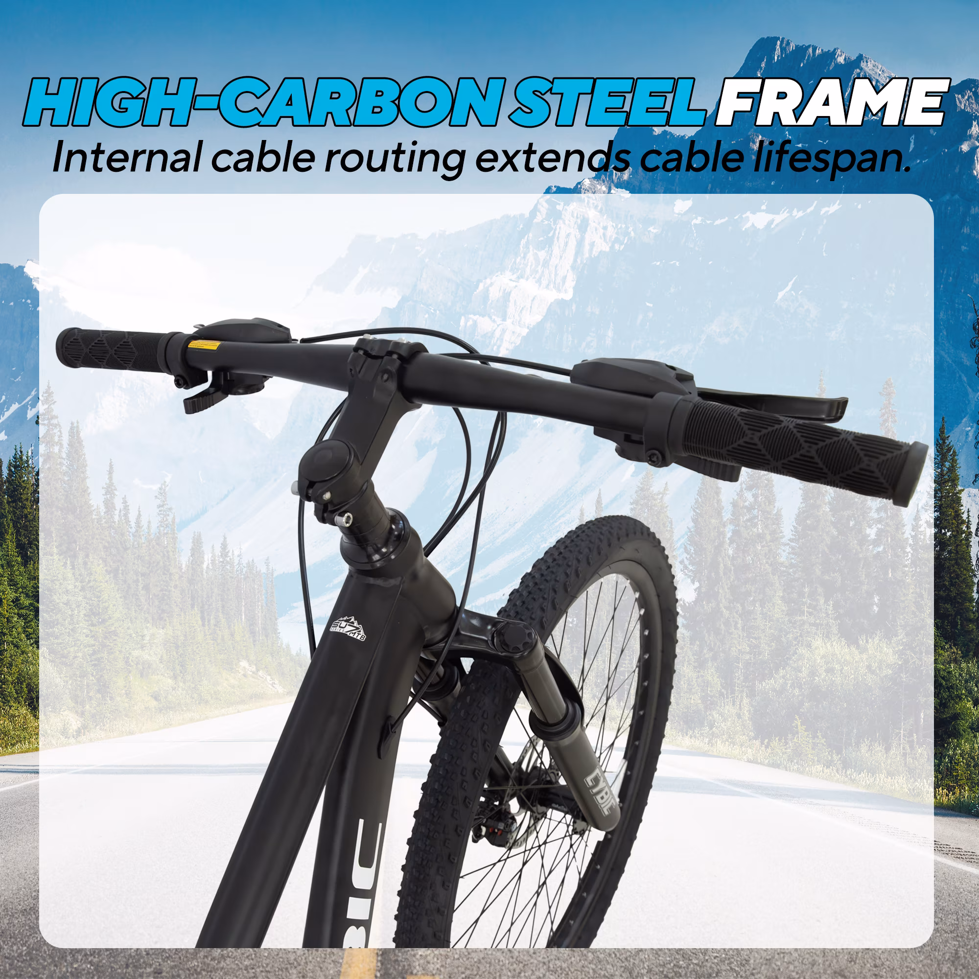 CYBIC 26 inch Mountain Bike for Adults, Men & Women, 21-Speed Bicycle with High-Carbon Steel Frame, Front Suspension Fork and Dual Disc Brakes, Black - Image 5