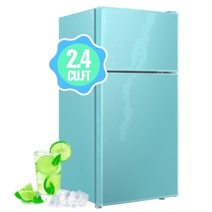 DEMULLER 2.4 Cu.ft Mini Refrigerator Small Fridge with Freezer Dual Door Compact Fridge New Blue
