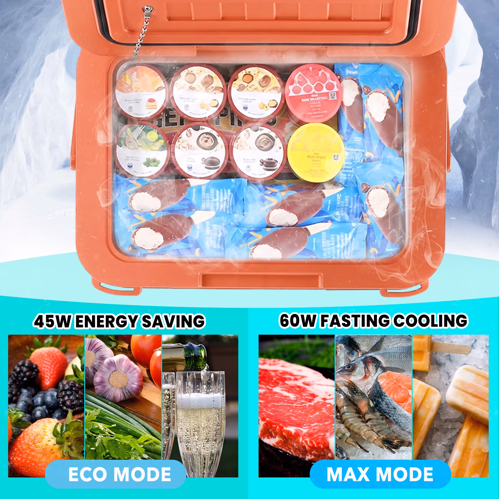 Winfire 11 Quart Portable Compressor Fridge Freezer, 15‑Minutes Rapid Quick Cooling, ECO & MAX Dual‑Mode Operation, Versatile Cooling Unit for Camping, RV, Vehicle Travel and Indoor Household Use - Image 5