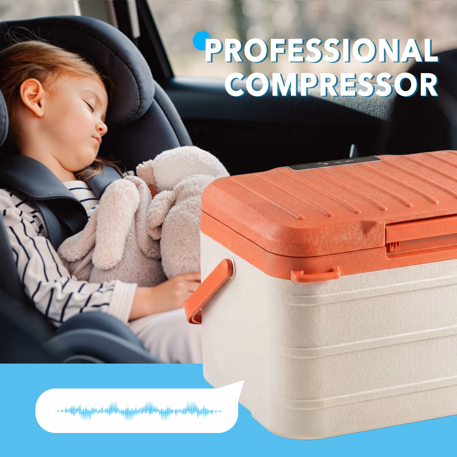 Dimedeal 12V Portable Compressor Car Refrigerator, 11 QT Electric Cooler Fridge with Handle, -4℉‑68℉ Adjustable Temperature, 12V/24V DC & 110‑240V AC Power Supply for Truck, RV, Travel & Camping - Image 4