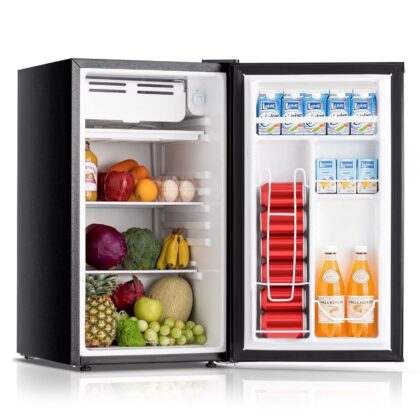 Dimedeal 3.2 Cu.Ft Mini Fridge for Bedroom, Small Refrigerator with Freezer for Dorm Office, Compact Single Door Adjustable Thermostat Low Noise,Black