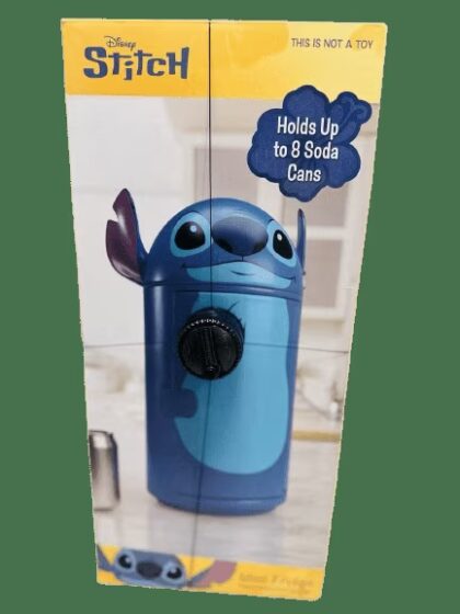 Disney Stitch 4L Mini Fridge, 6-Can Capacity Thermoelectric Cooler & Warmer, Blue - Compact Personal Refrigerator for Skincare, Beverages & Snacks