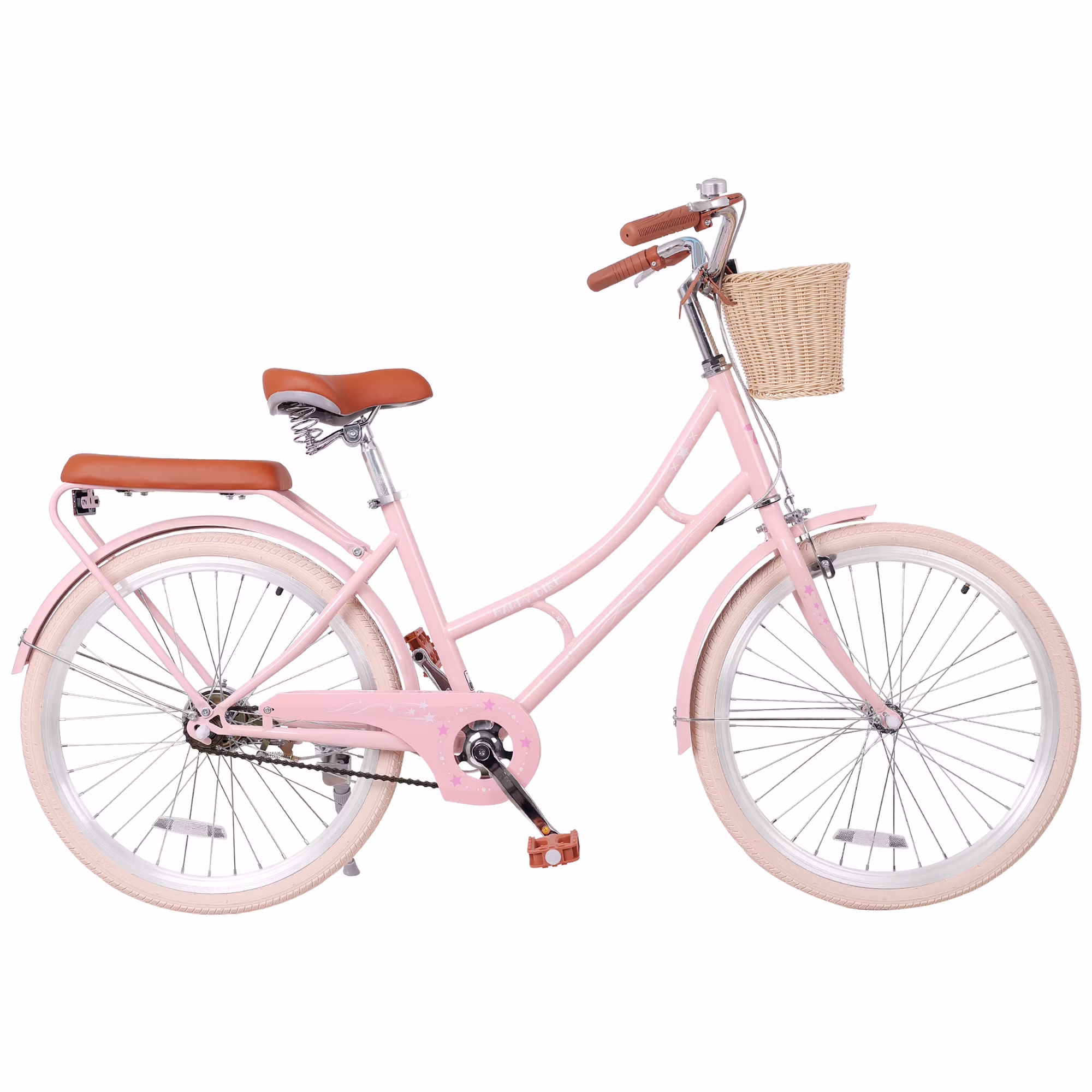 Dolonm 24" Cruiser Bike for Women, Girls Bike Lightweight High-Carbon Steel Frame City Bike with Basket & Rear Rack, Comfortable Commuter Bicycle for Age 10+, Pink - Image 5