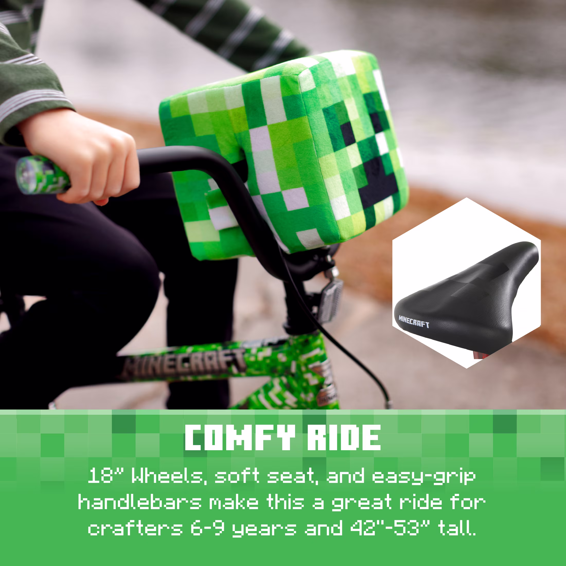 Dynacraft Minecraft Unisex 18-Inch BMX Bike for Kids Aged 6-9, Green - Image 5