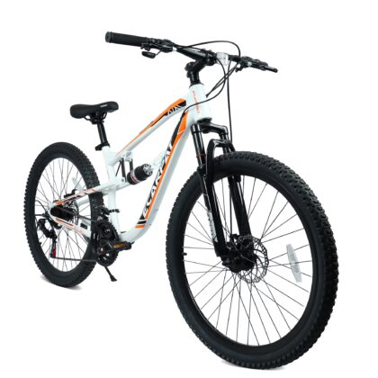 Ecarpat 26 Inch Full Suspension Mountain Bike, 21-Speed Adult Mountain Bicycle with Dual Disc Brakes, Carbon Steel Frame Off-Road Bike for Men Women Teens Students, Trail Commuter Cycling