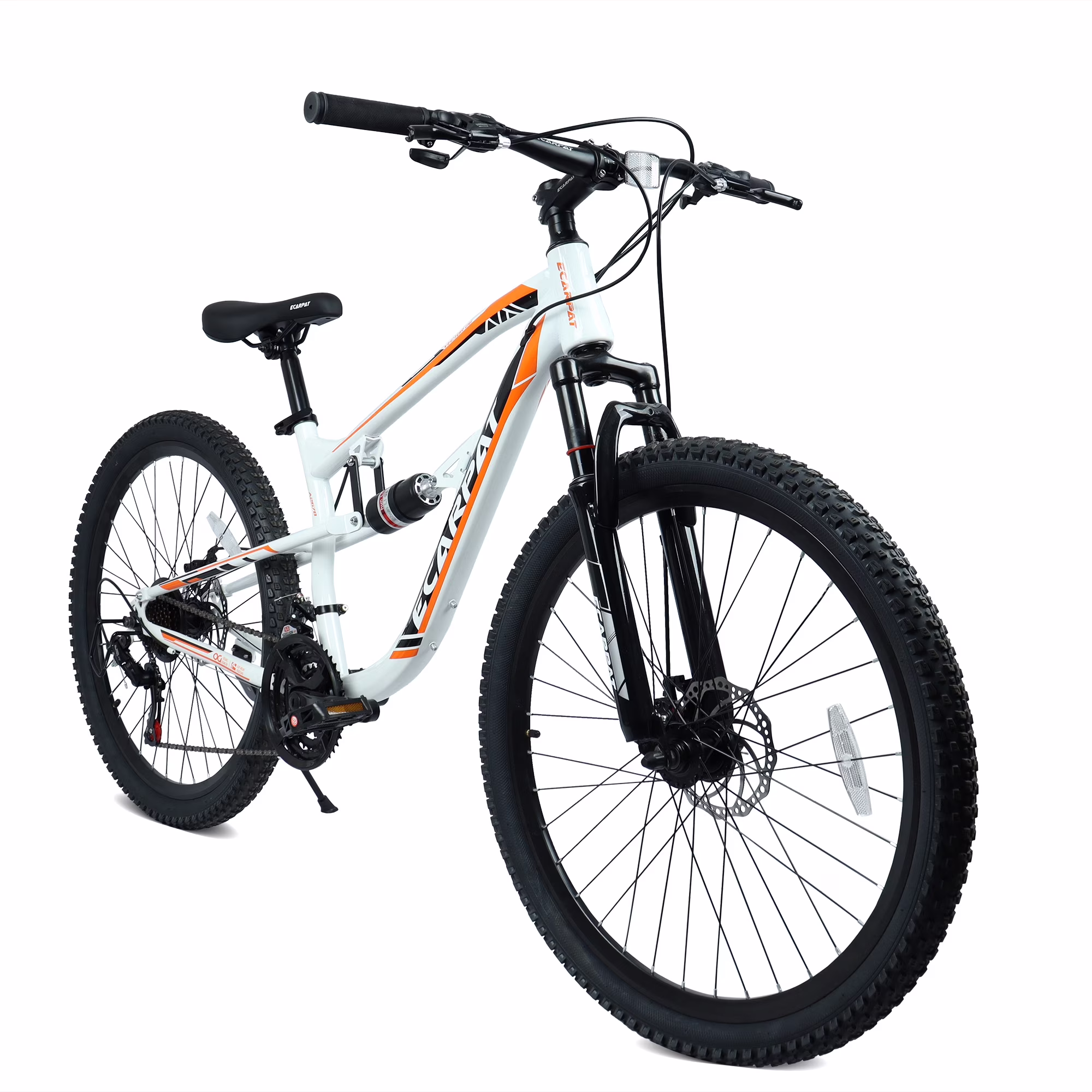 Ecarpat 26 Inch Full Suspension Mountain Bike, 21-Speed Adult Mountain Bicycle with Dual Disc Brakes, Carbon Steel Frame Off-Road Bike for Men Women Teens Students, Trail Commuter Cycling