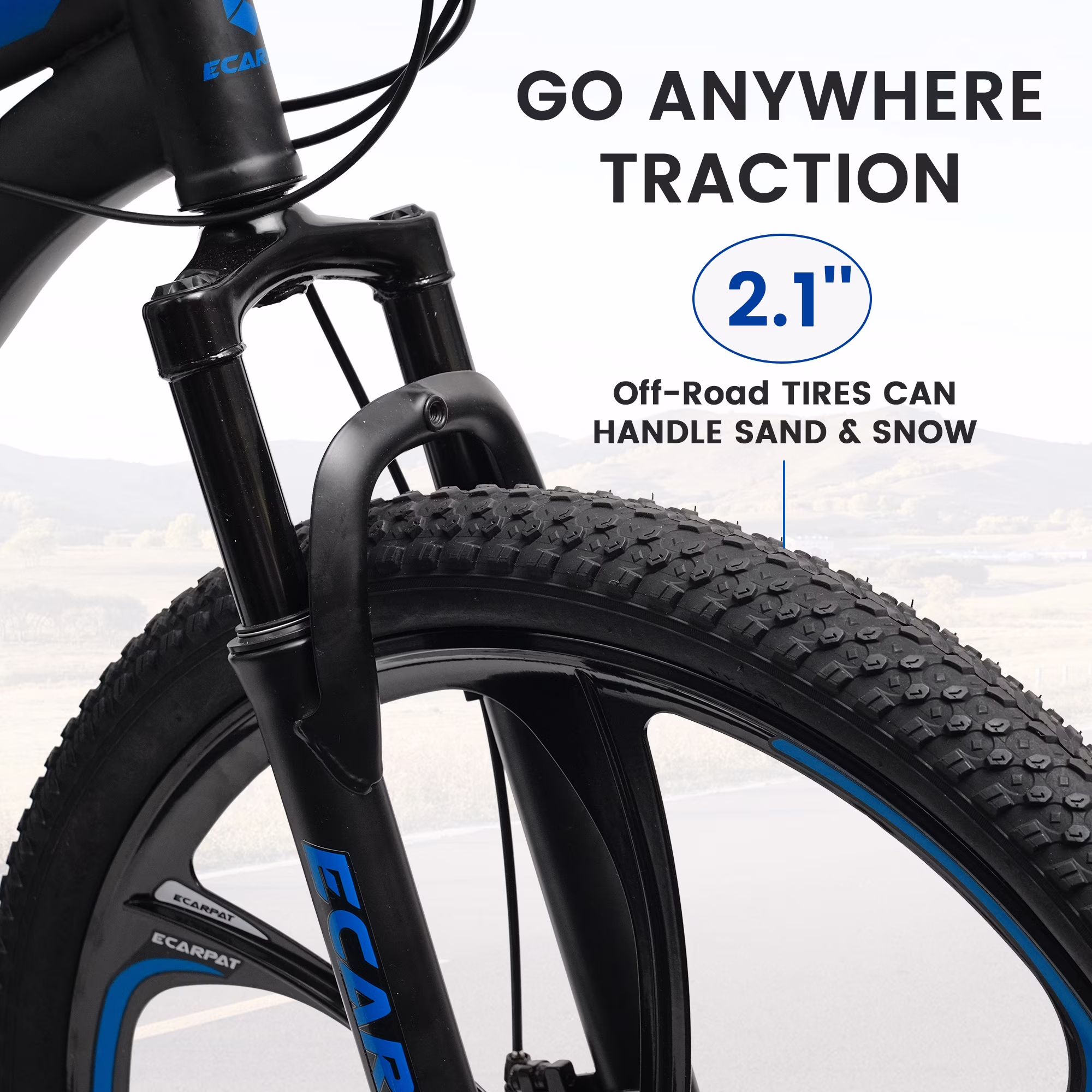 Ecarpat 26 Inch Mountain Bike Full Suspension, 21 Speeds Dual Disc Brake, 6 Spokes Men Women Mountain Bike, Durable Carbon Steel Bicycle, Adult Trail Beach Snow Commuter City Bikes - Image 4