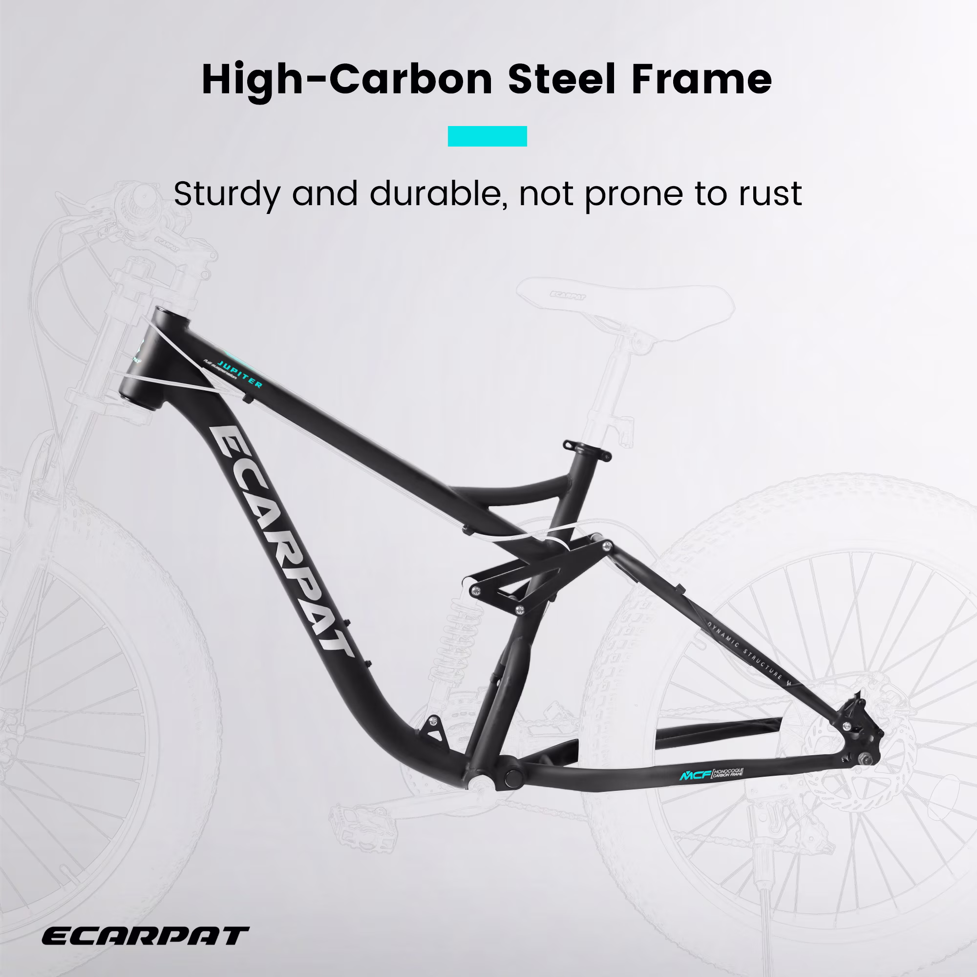 Ecarpat 26x4 Inch Fat Tire Mountain Bike with Full Suspension and Dual Shoulder, 21 Speeds Dual Disc Brake, Men Women Steel Mountain Bike, Adult Trail Beach Snow Bikes - Image 5