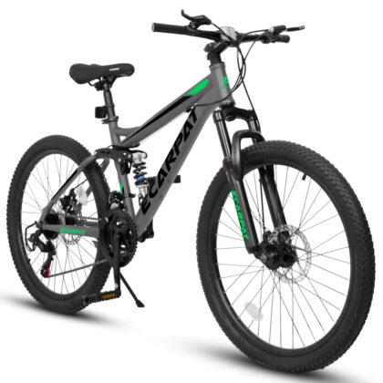 ECARPAT 27.5 Inch Full Suspension Mountain Bike, 21-Speed Adult Bike with Mechanical Disc Brakes, Dual Shock Absorbers for Men & Women