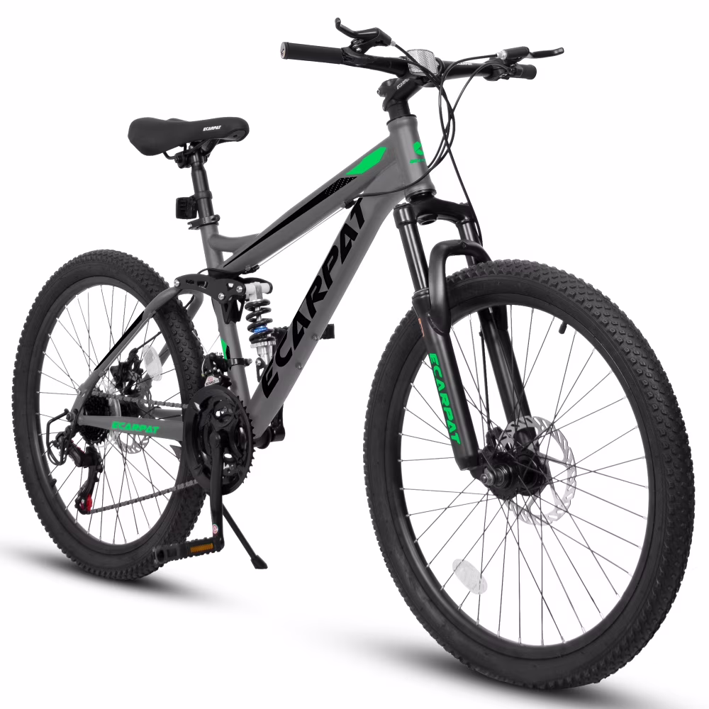 ECARPAT 27.5 Inch Full Suspension Mountain Bike, 21-Speed Adult Bike with Mechanical Disc Brakes, Dual Shock Absorbers for Men & Women