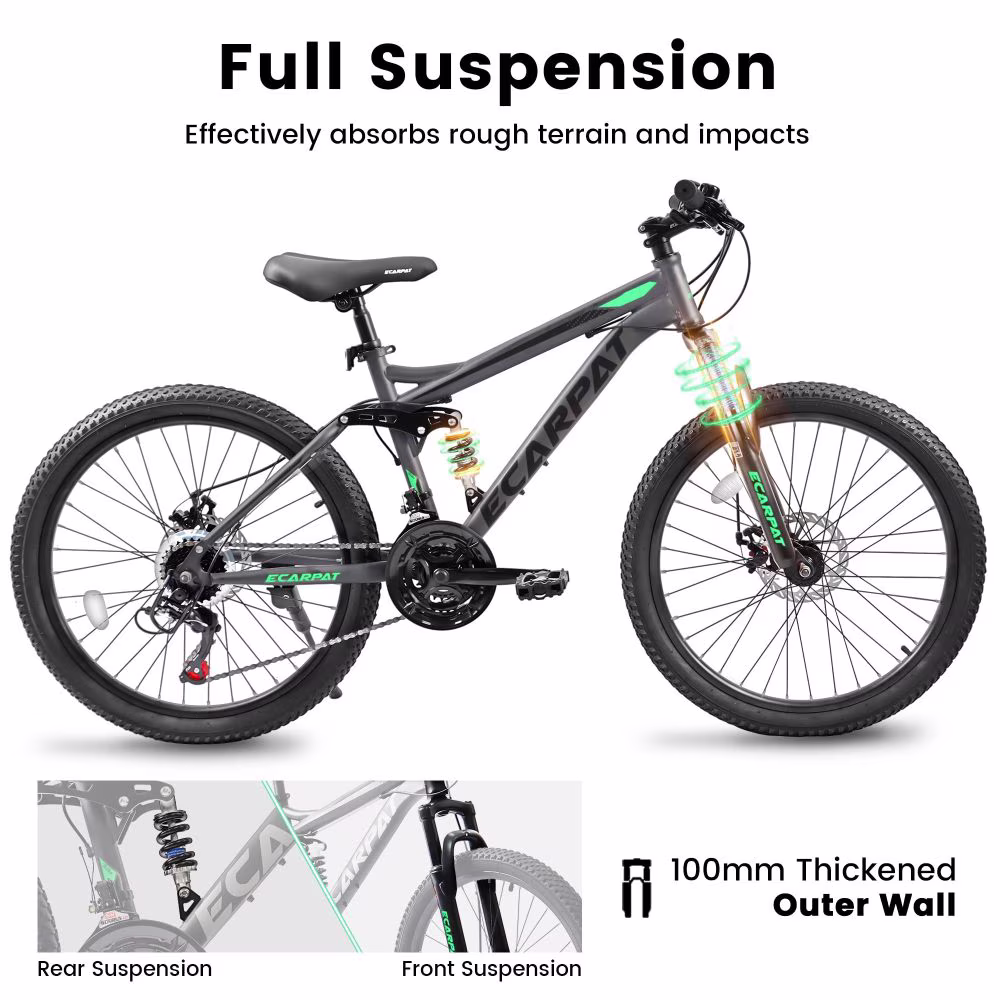 ECARPAT 27.5 Inch Full Suspension Mountain Bike, 21-Speed Adult Bike with Mechanical Disc Brakes, Dual Shock Absorbers for Men & Women - Image 2